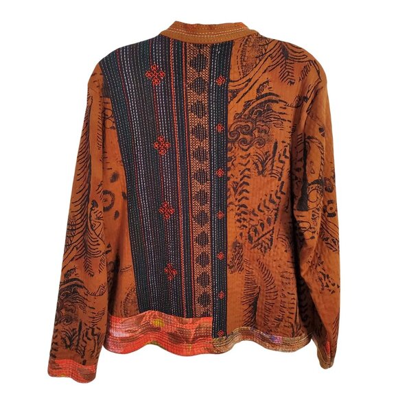 Chicos 3 Size XL Jacket Zip Up Cotton Embroidered Southwestern Art Print Boho - Picture 3 of 10